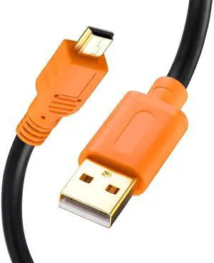 Mini USB Cable 10Ft, USB 2.0 Type A to Mini B Cable Male Cord for GoPro Hero 3+, Hero HD, Cell Phones, MP3 Players, Digital Cameras etc (10Ft/3M, Orange)