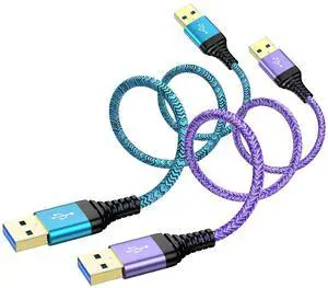 USB to USB Cable, 2Pack 6Ft USB3.0 A to A Male to Male Cable Double End USBCord Data Transfer Cord for Hard Drive Enclosures, Laptop Cooler, Computer PC Cooling Fan/Pad, DVD Player, TV, Hub, Monitor