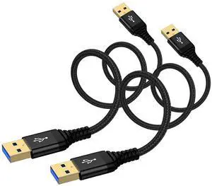 USB3.0 Cable Male to Male, 2 Pack 10FT A to A USB to USB Cable Double End USBA to USBA Data Transfer Cord for Laptop Cooling Pad,Soundbar,Monitor,KVM,Hard Drive Enclosures,DVD Player,TV,Hub,Set Up Box