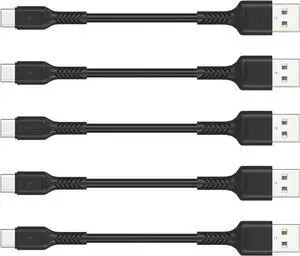 4 Inches USB C Cord Short, 5 Pack Durable USB A to USB Type C Fast Charging Cable for Charging Stations Compatible with Samsung Galaxy Note 10 20 S10 S22 Ultra LG V30 V40