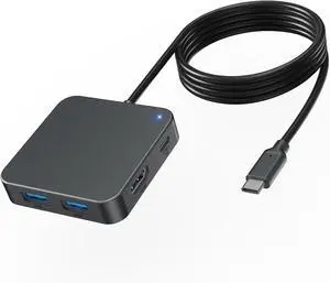 USB C Hub Long Cable 4FT 10Gbps, Multiport Adapter with 4K 60Hz HDMI, 100W Power Delivery, 3 USB A3.1+1 USB-C 3.1 Data Port, USB C to HDMI Adapter