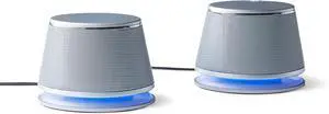 Stereo 2.0 Speakers for PC or Laptop with Volume Control, 3.5mm Aux input, USB-Powered, 1 Pair, Silver