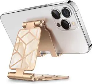 Cell Phone Stand for Desk, Cell Phone Holder, Fits All Smart Phones, iPhone 16 15 14 13 Pro Max, Foldable Phone Stand Holder, Gold