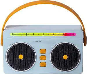 CR3050A-SB Mini Boombox Retro Portable Bluetooth Speaker with LED Lights, Sky Blue