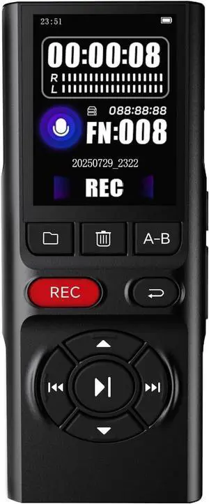 64GB Digital Voice Recorder with Playback Long Battery 2-inch Screen MP3 Audio Recording for Meetings Lectures and Interviews Portable USB Recording Device with Voice Activation