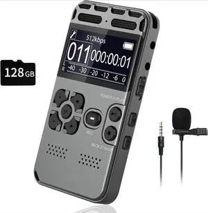 136GB Digital Voice Recorder with Playback, 1536Kbps Dual Microphone Stereo Audio Activated Recorder, Ultra-Slim Mini Recording Device with Noise Reduction for Lectures, Interviews, Meetings