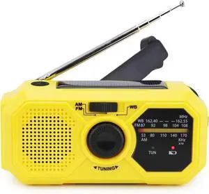 ER-7050 Emergency AM/FM Radio with NOAA Weather Band, Built-in Power Bank, Hand Crank, Solar Charging, LED Flashlight, and SOS Alarm  Essential Survival Gear for Camping and Emergency Prep