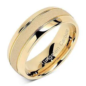 Tungsten Rings for Men Women Gold Wedding Band Sandblasted Finish Dome Edge Sizes 6-16 (Tungsten, 7) Tungsten Rings for Men Women Gold Wedding Band Sandblasted Finish Dome Edge Sizes 6-16 (Tungsten, 7)