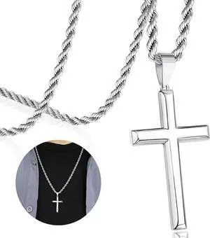 925 Sterling Silver Cross Necklace for Men Women Cross Pendant with 3.5mm Stainless Steel Clasp Rope Chain Necklace for Men 18 Inche|925 Sterling Silver Cross Pendant for Women Cross Pendant Necklace 925 Sterling Silver Cross Necklace for Men Women Cross Pendant with 3.5mm Stainless Steel Clasp Rope Chain Necklace for Men 18 Inche|925 Sterling Silver Cross Pendant for Women Cross Pendant Necklace