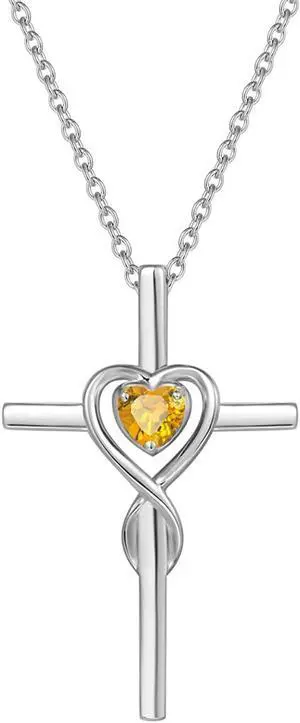 FANCIME Cross Necklace for Women Sterling Silver Birthstone Natural Citrine Infinity Heart Cross Crucifix Pendant November Birthstone Jewelry Valentines Day Gifts Birthday Gifts for Women FANCIME Cross Necklace for Women Sterling Silver Birthstone Natural Citrine Infinity Heart Cross Crucifix Pendant November Birthstone Jewelry Valentines Day Gifts Birthday Gifts for Women