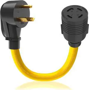 Generator/RV Transfer Switch Adapter Cord, NEMA TT-30P to L14-30R, 30Amp, 3 Prong to 4 Prong Generator Plug Adapter, 1FT