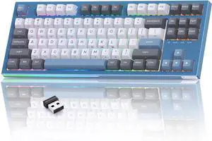 KEMOVE K87 Wireless TKL Mechanical Gaming Keyboard, Hot-swappable, RGB Backlit, Programmable, Bluetooth/2.4GHz/USB-C, 80% 87 Keys Compact Keyboard with Quiet Linear Red Switch for Windows/Mac/Linux