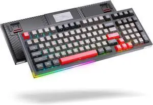 KEMOVE K98 Wireless Gaming Mechanical Keyboard with BT5.0/2.4G/Type-C,RGB Backlight,98 Keys Hot-Swappable,4000mAh Massive Battery,Software Support,Diamond Silence Red Switch