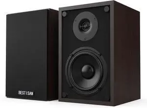 BESTISAN Bookshelf Speakers, Powered Bluetooth Speakers with RCA Input and Sub Output, Wireless Bluetooth Speakers with 4 Inch Woofer, Wood Grain BESTISAN Bookshelf Speakers, Powered Bluetooth Speakers with RCA Input and Sub Output, Wireless Bluetooth Speakers with 4 Inch Woofer, Wood Grain