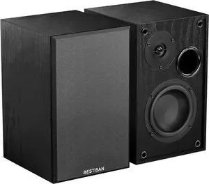 Powered Bookshelf Speakers, BESTISAN Bluetooth 5.0 Bookshelf Speaker, 1.25 Tweeter & 4 Woofer Speakers for TV/Computer/Record Player, 3EQ Home Studio Speakers, Treble/Bass Adjustable, Sub Out Port