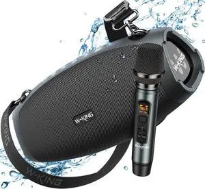 W-KING Portable Loud Bluetooth Speakers with Wireless Microphone, (120W PEAK)70W Outdoor Speaker Bluetooth Wireless Waterproof, Triple Passive Radiators-Deep Bass/Hi-fi/DSP/Power Bank/TF/AUX/EQ/Opener