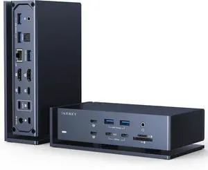 iVANKY Dual Thunderbolt 4 FusionDock Max 1 for MacBook (20-in-1, Quad 6K@60Hz) (Compatible with M1/M2/M3/M4 Pro/Max Mac) (40Gbps, 2.5GbE, SD/TF 4.0, 10Gbps USB, Audio, 96W PD) Docking Station Hub