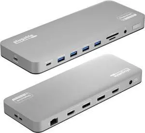 Plugable USB C Laptop Docking Station, Dual Monitor 4K 60Hz for Apple Mac M1/M2/M3/M4, 2X HDMI or 2X DisplayPort, 100W Charging DisplayLink Dock, 2 Displays for MacBook, Driver Required (UD-6950PDH)
