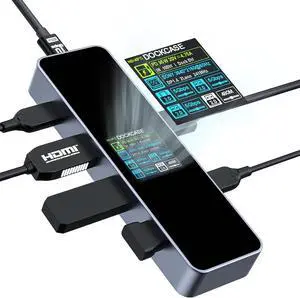 DOCKCASE Visual Smart USB C Hub (6-in-1) with HDMI Port 4K@60Hz, USB-C and 3 USB-A 5Gbps Data Ports, 100w PD Power Delivery, for MacBook Air, MacBook Pro, XPS, and More