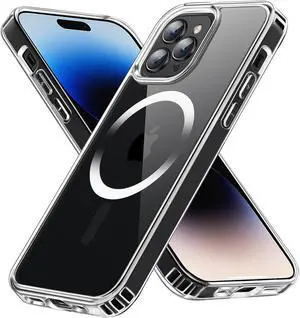 Magnetic Case for iPhone 14 Pro Case, [Military Grade Drop Tested] [Compatible with MagSafe] Slim Protective Cover Translucent Case for iPhone 14 Pro Phone Case(6.1"), Clear