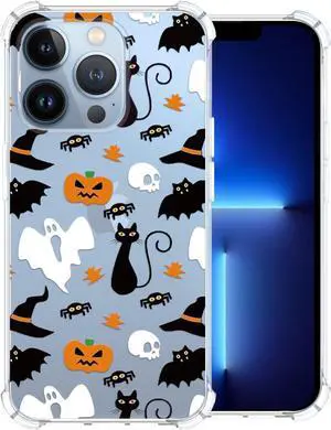 Halloween Clear Phone Case for iPhone 13 Pro, Ghost Pumpkin Pattern Case Cover Soft TPU Protective Slim Shockproof Cover Boys Girls Phone Case for iPhone 13 Pro
