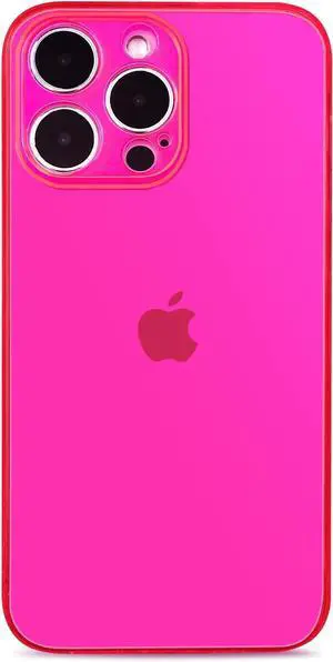Compatible with iPhone 11 Case, Neon Clear Case with Camera Lens Cover Shell for Women Girls Slim Soft Silicone Protective Transparent Girly Case for iPhone 11, Neon Pink