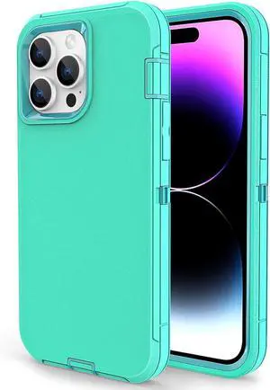 for iPhone 15 Pro Max Case, Dual Layer Shockproof Full Body Cover Military Grade Drop Protection Heavy Duty Protective Phone Case for Apple iPhone 15ProMax 6.7 inch (Turquoise/Light Blue)