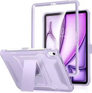 DTTO Case for iPad Air 11-inch (M3 2025 / M2 2024), iPad Air 5th / 4th Generation 10.9 inch (2022/2020), Slim Rugged Full Body Protective Cover with Screen Protector & Kickstand, Taro Purple
