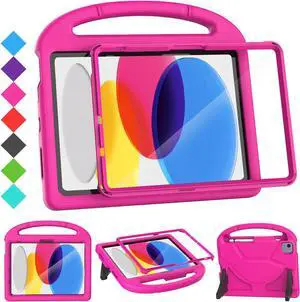 SUPLIK Kids Case for iPad A16 11 inch 2025 (11th Gen) & iPad 10th Generation (10.9" 2022), Durable Shockproof Stand Cover with Screen Protector/Pencil Holder/Handle for Kids, Pink