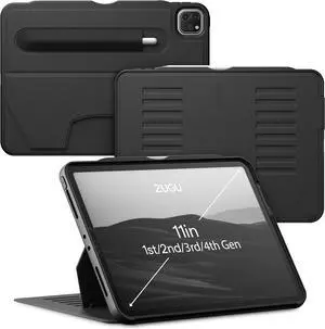 ZUGU Case iPad Pro 11 Inch Case, 1st/2nd/3rd/4th Generation 2018/2020/2021/2022, Slim Protective Cover, Wireless Apple Pencil Charging, Convenient Magnetic Stand. Sleep/Wake Cover, Stealth Black