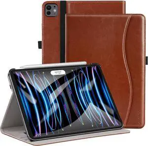 ZtotopCases for iPad Pro 12.9 6th/5th/4th/3rd Generation Case 2022/2021/2020/2018, Premium PU Leather Folio Cover, Auto Wake/Sleep, Multi Viewing Angles, Supports Pencil Pro and Touch ID, Brown