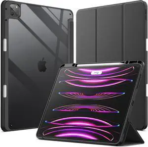 JETech Case for iPad Pro 12.9-Inch (2022/2021/2020/2018) with Pencil Holder, Clear Transparent Back Shell Slim Stand Shockproof Tablet Cover, Auto Wake/Sleep (Black) JETech Case for iPad Pro 12.9-Inch (2022/2021/2020/2018) with Pencil Holder, Clear Transparent Back Shell Slim Stand Shockproof Tablet Cover, Auto Wake/Sleep (Black)