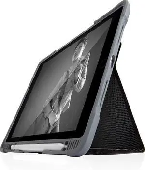 STM Dux Plus Duo iPad Case 9th/8th/7th Gen 10.2-Inch  Rugged Slim Protective Cover with Clear Back, Pencil Holder, Auto Sleep/Wake Magnetic Cover, Military Grade Drop Tested  Black