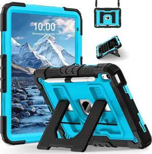 for iPad (A16) 11th/10th Generation 11/10.9 Inch 2025/2022 Kids Friendly iPad Case 10th Generation with Pencil Holder,Heavy Duty Shockproof Cover for i Pad 11th/10th Gen,Black Blue