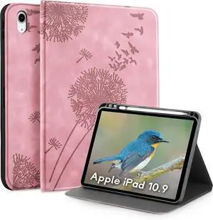 Tablet Cover for iPad a16, Dandelion Design with Kickstand for Apple Pencil Holder, Magnetic Closure and Precise Cutouts, Compatible with Apple iPad a16 case Rosegold Pink