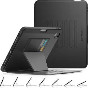 SEYMAC stock Case for iPad Air 11 inch (M2) 2024/ Air 6th Generation, Auto Sleep/Wake Case with Magnetic Multi-Angles Stand, Card Slot, Black