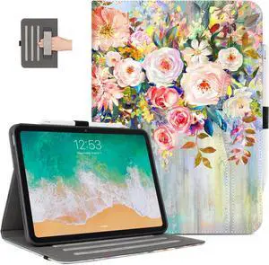 for iPad (A16) 11Th/10Th Generation Case 2025/2022,Flower for iPad Case 11Th/10Th Generation,10Th/11Th Gen iPadCase Cover Pencil Holder/Hand Strap/Pocket/Adjustable Stand, Oil Painting Floral