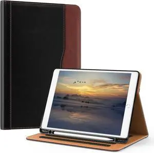 OKP Case for iPad 9th Generation 2021 / 8th Generation 2020/ 7th Gen 2019 10.2 inch Case with Multi-Angle Viewing PU Leather Stand Cover with Pencil Holder & Pocket, Auto Sleep/Wake, Black Brown OKP Case for iPad 9th Generation 2021 / 8th Generation 2020/ 7th Gen 2019 10.2 inch Case with Multi-Angle Viewing PU Leather Stand Cover with Pencil Holder & Pocket, Auto Sleep/Wake, Black Brown