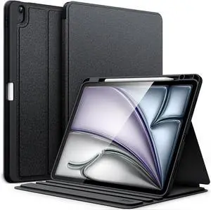 JETech Case for iPad Air 13-Inch M3/M2 (2025/2024) with Pencil Holder, Slim Folio Stand Protective Tablet Cover, Multi-Angle Viewing, Auto Wake/Sleep (Black)