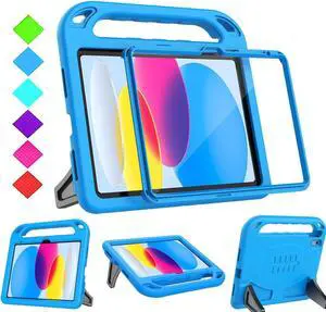 BMOUO Kids Case for iPad 11th Generation (A16) 11 Inch 2025/iPad 10th Generation 10.9" 2022 - with Built-in Screen Protector, Shockproof Handle Stand iPad 11th/10th Generation Case for Kids, Blue