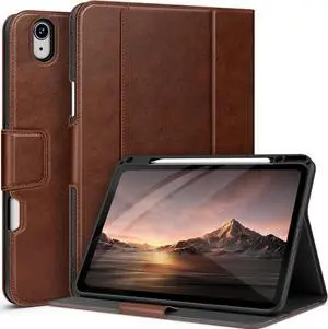 auaua Case for iPad Air 13 inch (M3/M2) 2025/2024, with Pencil Holder and Pocket, Multiple Viewing Angles, Magnetic Closure, Auto Sleep/Wake (Brown)