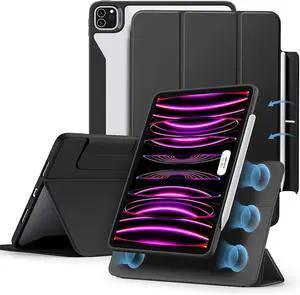 ESR for iPad Pro 12.9 Case, iPad 12.9 Pro Folio Case (2022/2021, 6th/5th Generation) with Pencil Holder, Detachable Magnetic Cover, Vertical Stand, Rebound 360 Series, Black