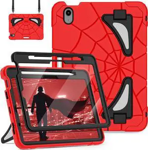 Case for iPad Air 11 Inch Case M2 / M3 (2024/2025) iPad Air 5th/4th Generaton 10.9 Inch (2022/2020) 6th Generation 2024 Cover for Kids with Pen Holder Screen Protector Thickned Cornor, Red Black