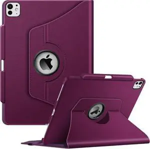 Fintie Rotating Case for iPad Pro 13-inch (M4) 2024 with Pencil Holder - 360 Degree Swiveling Protective Stand Cover with Auto Wake/Sleep, Purple