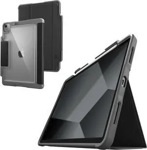 STM Dux Plus for iPad Air 11" (M3 2025, M2 2024/10.9" 5th/ 10.9" 4th Gen): Ultra Protective, Lightweight with Clear Back, Apple Pencil Holder, Battery Saving On/Off Cover - Black