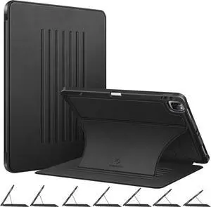 CaseBot Magnetic Case for iPad Pro 12.9-inch 6th Generation 2022, Multiple Angle Shockproof Rugged Stand Case, Soft TPU Back Cover w/Pencil Holder, Also Fit iPad Pro 12.9" 5th/4th/3rd Gen, Black