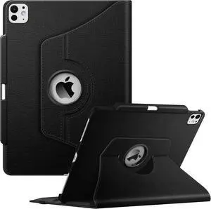 Fintie Rotating Case for iPad Pro 13-inch (M4) 2024 with Pencil Holder - 360 Degree Swiveling Protective Stand Cover with Auto Wake/Sleep, Black