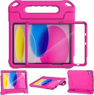 SUPLIK Kids Case for New iPad A16 11-inch 2025 (11th Gen) & iPad 10th Generation (10.9-inch 2022), Built with Screen Protector, Durable Shockproof Kidproof Handle Stand Cover, Pink