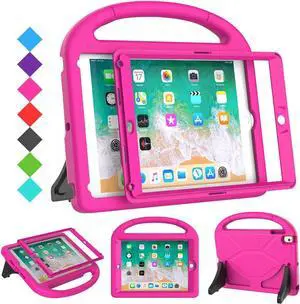 SUPLIK Kids Case for iPad 5th/6th Generation(9.7 inch, 2017/2018), iPad Air 2/1 & Pro 9.7 Case with Screen Protector, Durable Protective Cover with Handle Stand for Apple iPad 5/6 Gen, Pink