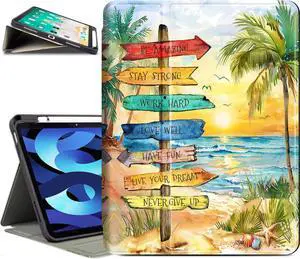 Vimorco for iPad 10th/(A16) 11th Generation Case, for iPad Case 11th/10th Generation Pencil Holder Fit iPad Cases 11th/10th Gen 4 Viewing Angles, Typing Stand, Auto Wake/Sleep, Slim, Beach Road Sign